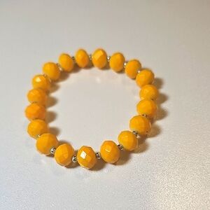 Vibrant & Elegant Orange Beaded Stretchy Bracelet.